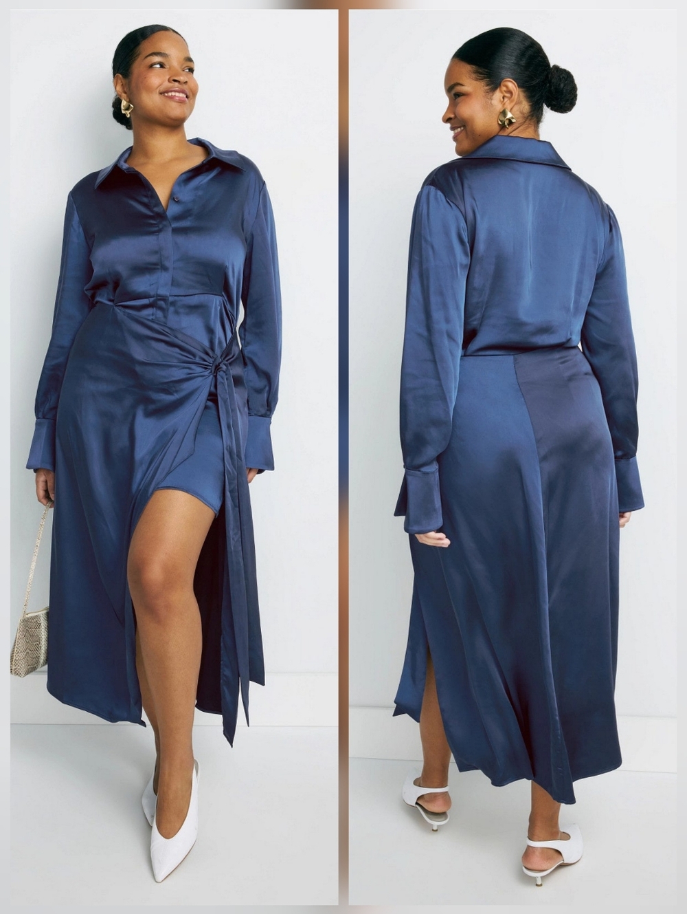 SIMKHAI Collared Wrap Dress Casual Collared Long Sleeve Size 0